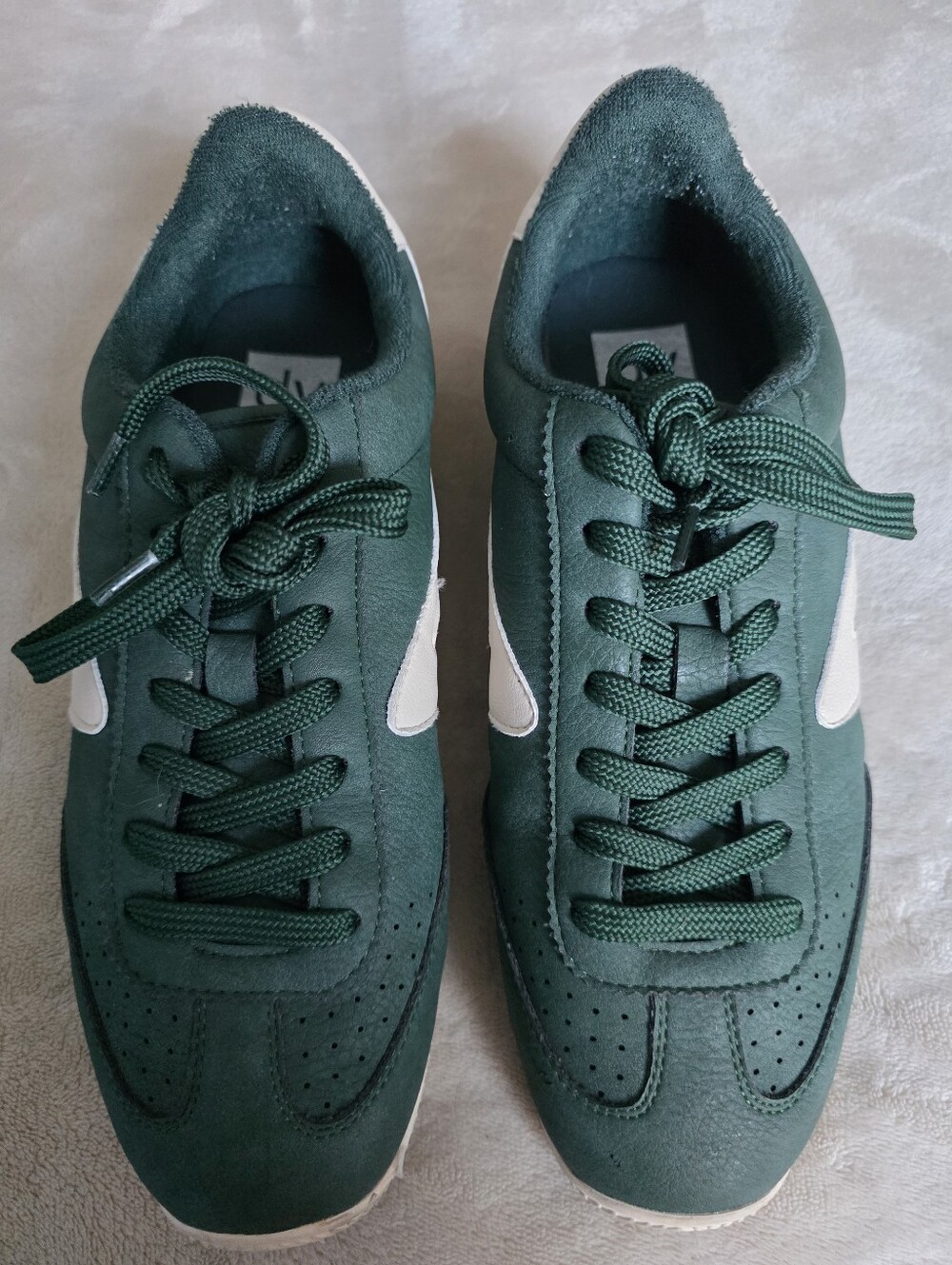 Dolce Vita Forest Green Suede Sneakers with White Accents